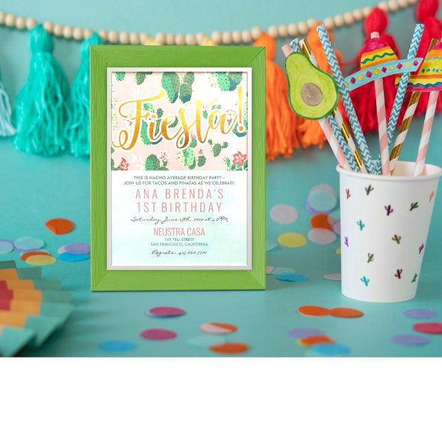 Fiesta Cactus 1st Birthday Invitation (Creator Uploaded)