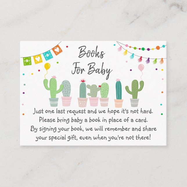 Fiesta Cactus Baby Shower Book Request Enclosure Card (Front)