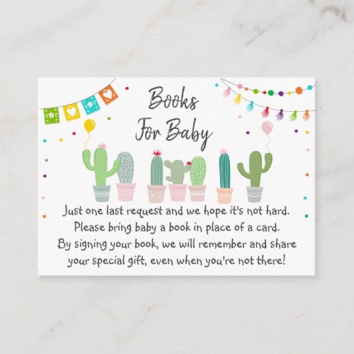 Fiesta Cactus Baby Shower Book Request Enclosure Card