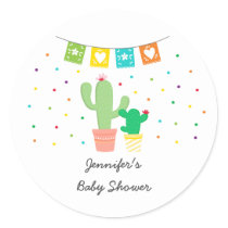 Fiesta Cactus Baby Shower Classic Round Sticker