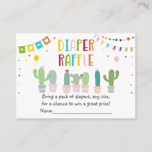 Fiesta Cactus Baby Shower Diaper Raffle Enclosure Card