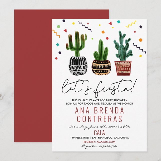 Fiesta Cactus Baby Shower Invitation (Front/Back)