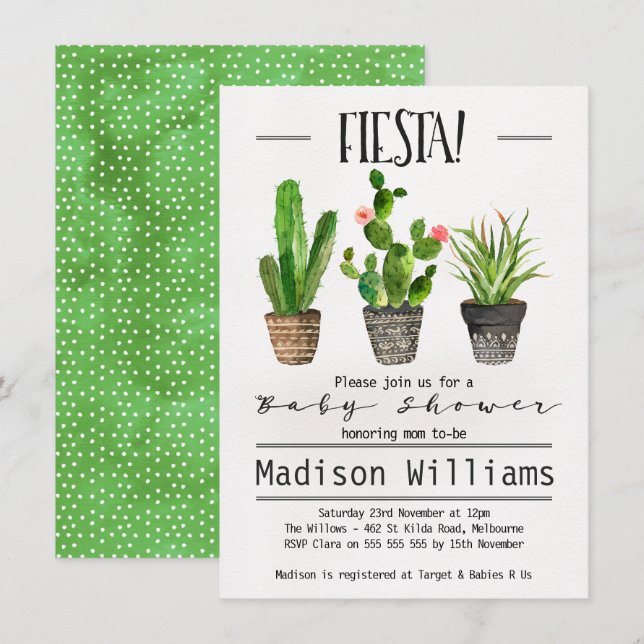 Fiesta Cactus Baby Shower Invitation (Front/Back)