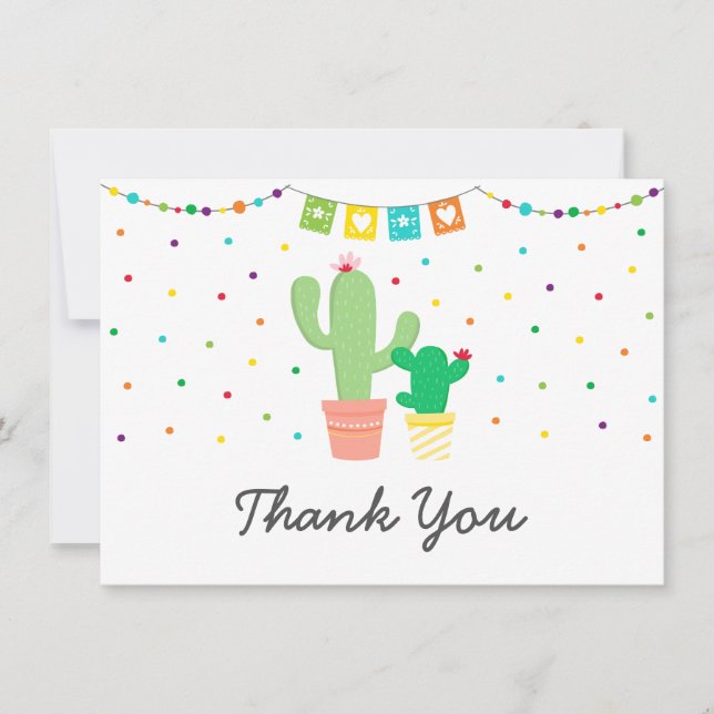 Fiesta Cactus Baby Shower Thank You Card (Front)