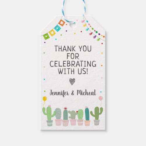 Fiesta Cactus Baby Shower Thank You Gift Tags