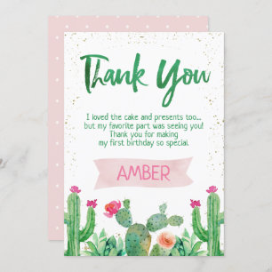 Fiesta Cactus Birthday Thank You Card