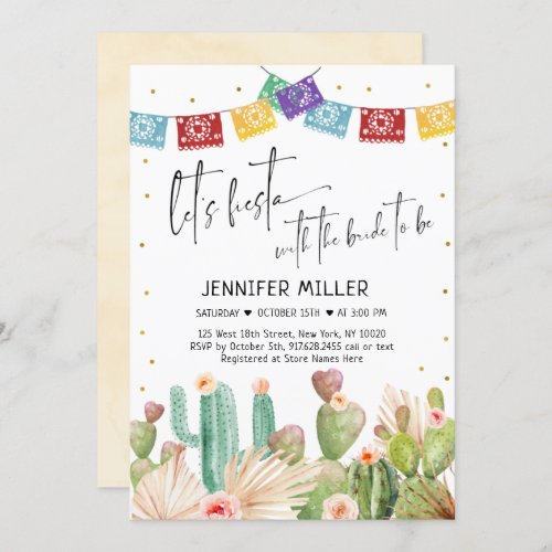 Fiesta Cactus Boho Bridal Shower Invitation