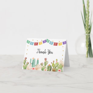 Fiesta Cactus Boho Bridal Shower Letterpress Thank You Card