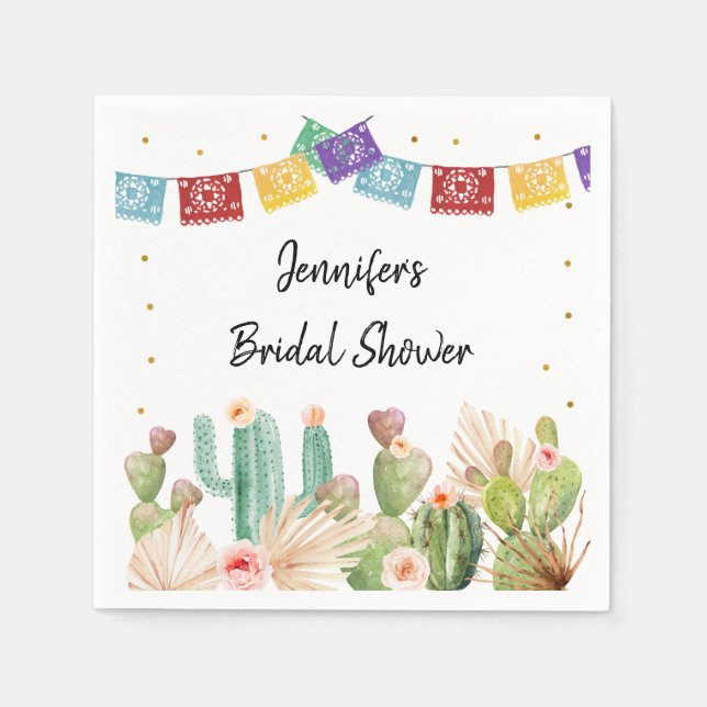 Fiesta Cactus Boho Bridal Shower Napkins (Front)