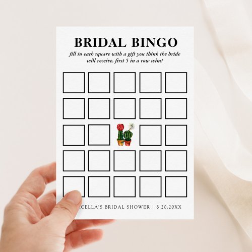 Fiesta Cactus Bridal Shower Bingo Invitation