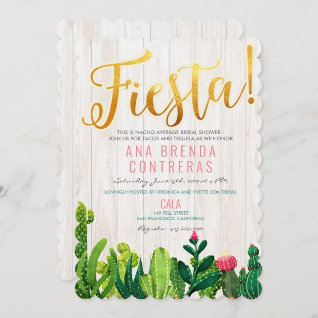 Fiesta Cactus Bridal Shower Invitation (Front/Back)