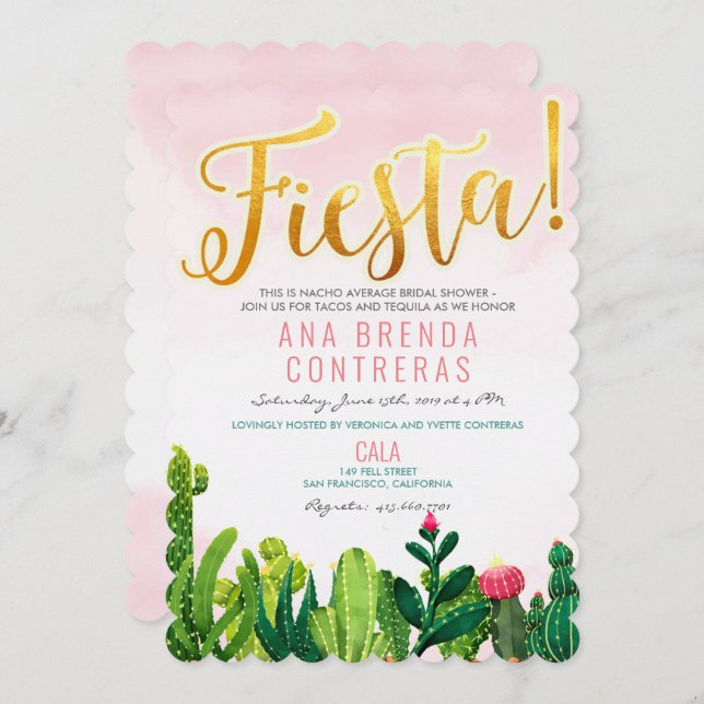 Fiesta Cactus Bridal Shower Invitation (Front/Back)