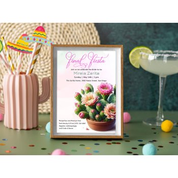 Fiesta Cactus Bridal Shower Invitation by PaperandPomp at Zazzle