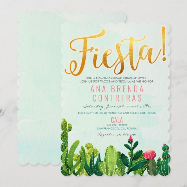 Fiesta Cactus Bridal Shower Invitation (Front/Back)