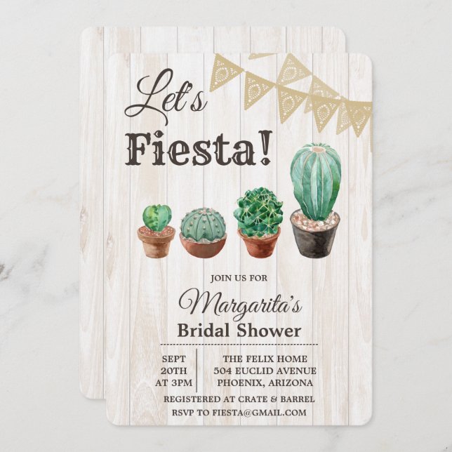Fiesta Cactus Bridal Shower Invitation (Front/Back)