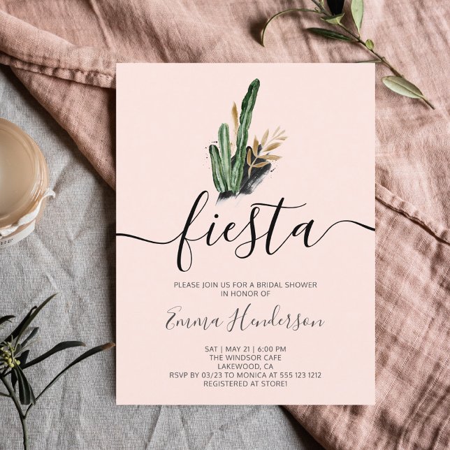 Fiesta Cactus Bridal Shower Invitation Postcard (Creator Uploaded)