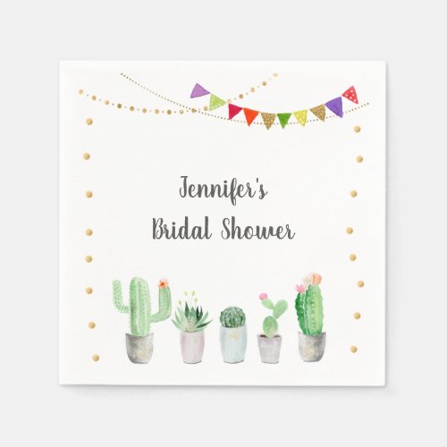 Fiesta Cactus Bridal Shower Napkins