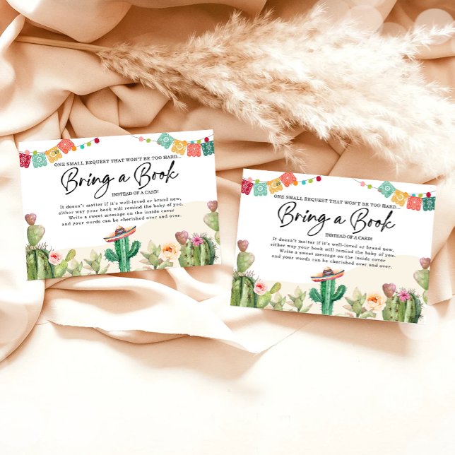 Fiesta Cactus Bring a Book for Baby Shower Enclosure Card (Creator Uploaded)