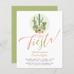 Fiesta Cactus Budget Baby Shower Invitation