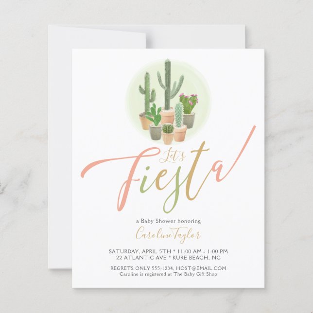 Fiesta Cactus Budget Baby Shower Invitation (Front)