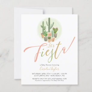 Fiesta Cactus Budget Baby Shower Invitation