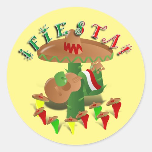 Fiesta Cactus Cinco de Mayo Classic Round Sticker