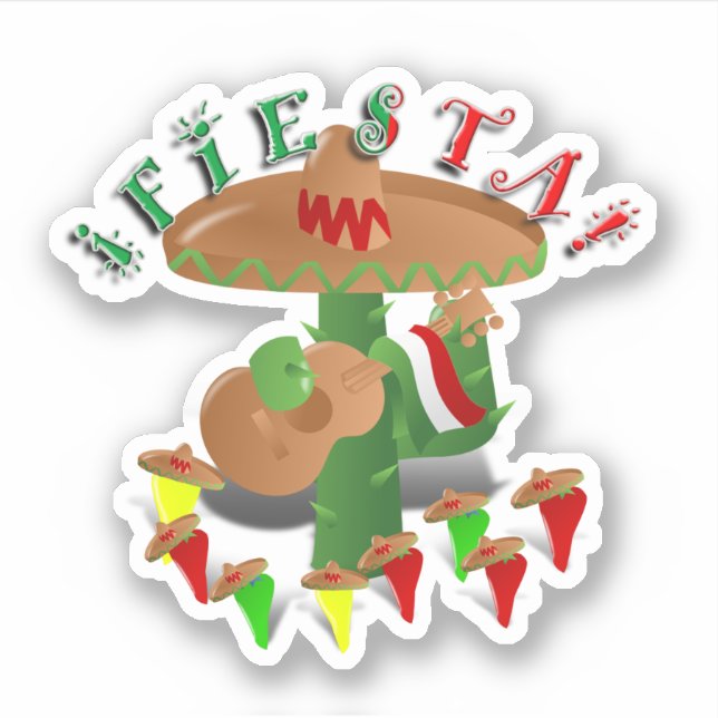 Fiesta Cactus Cinco de Mayo Sticker (Front)