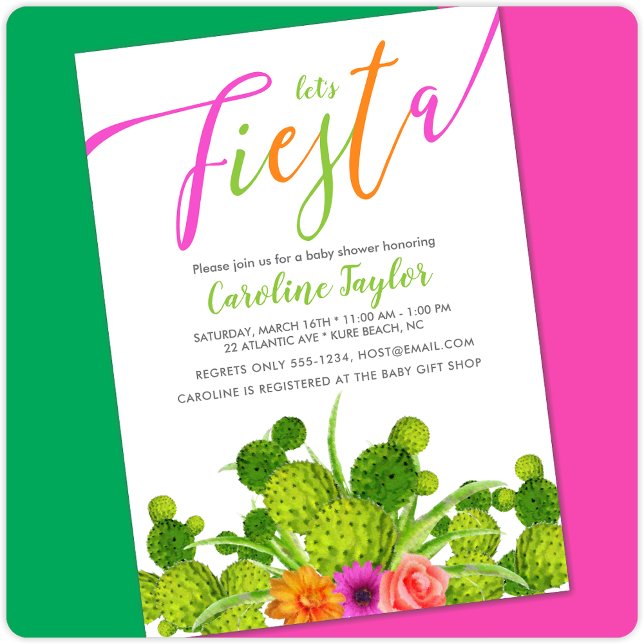 Fiesta Cactus Colorful Floral Baby Shower Invitation (Creator Uploaded)