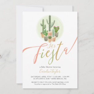 Fiesta Cactus Coral Sage Green Baby Shower Invitation