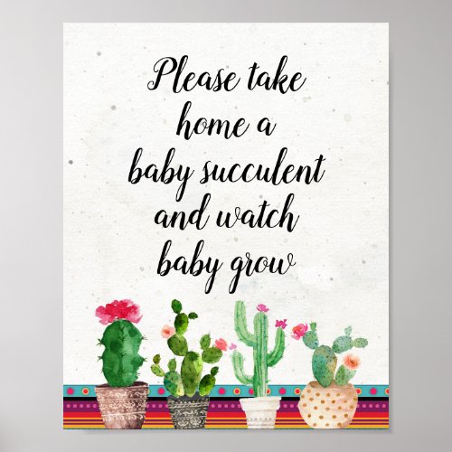 Fiesta Cactus Floral Please Take A Baby Succulent Poster