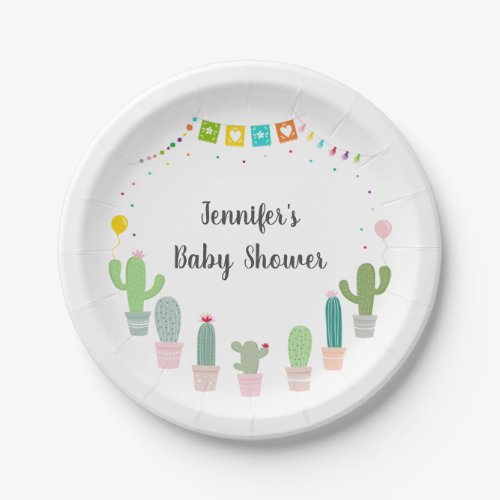 Fiesta Cactus Gender Neutral Baby Shower Paper Plates