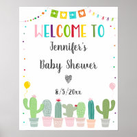 Fiesta Cactus Gender Neutral Baby Shower Welcome Poster