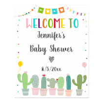 Fiesta Cactus Gender Neutral Baby Shower Welcome Poster