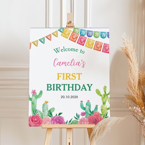 Fiesta Cactus Girl 1st Birthday Welcome Sign