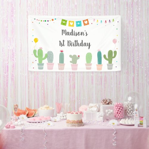 Fiesta Cactus Girl Birthday Banner