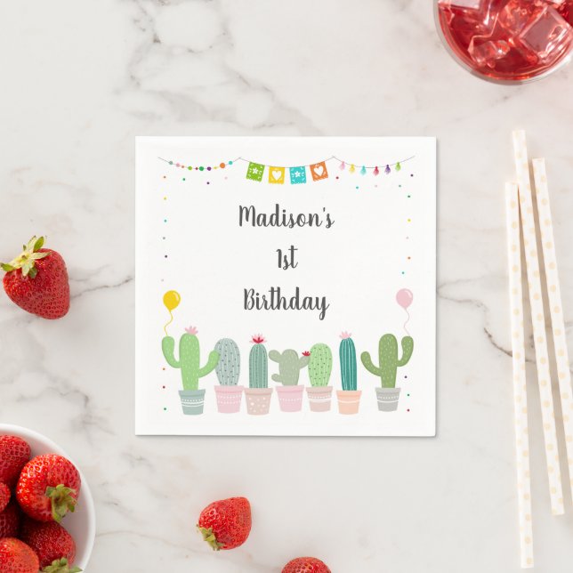 Fiesta Cactus Girl Birthday Napkins (Insitu)