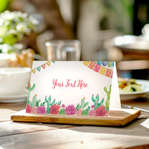 Fiesta Cactus Girl Birthday Place Card
