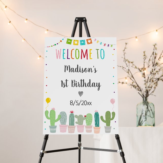 Fiesta Cactus Girl Birthday Welcome Foam Board (In Situ (Stand))