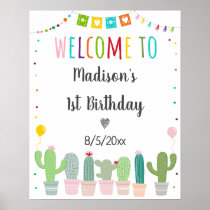 Fiesta Cactus Girl Birthday Welcome Poster