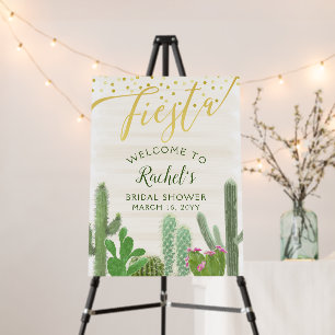 Fiesta Cactus Gold Script Bridal Shower Welcome Foam Board