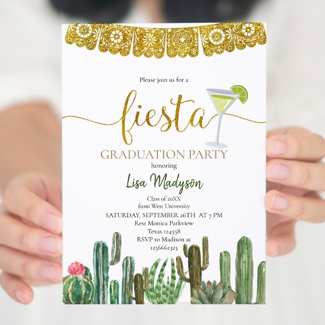 Fiesta Cactus Graduation Party Mexican Invitation (Creator Uploaded)