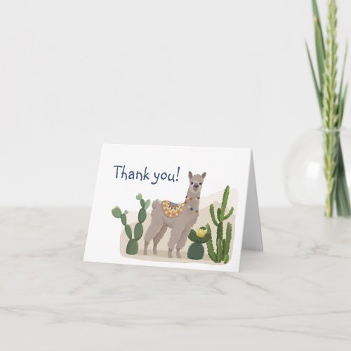 Fiesta Cactus Llama Baby Shower Thank You  Card