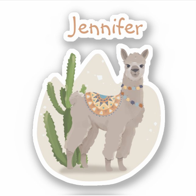 Fiesta Cactus Llama Sticker (Front)