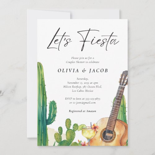Fiesta Cactus Mexican Couples Shower Invitation