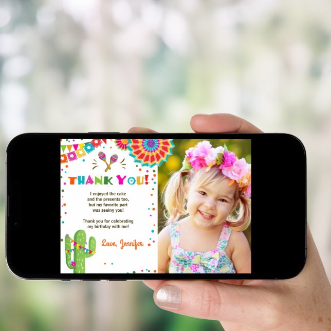 Fiesta Cactus Mexican Nacho Average Thank You Card (Front Digital)