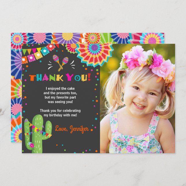 Fiesta Cactus Mexican Nacho Average Thank You Card (Front/Back)