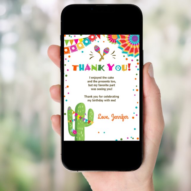 Fiesta Cactus Mexican Nacho Average Thank You Card (Front Digital)
