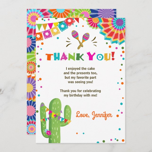 Fiesta Cactus Mexican Nacho Average Thank You Card (Front/Back)