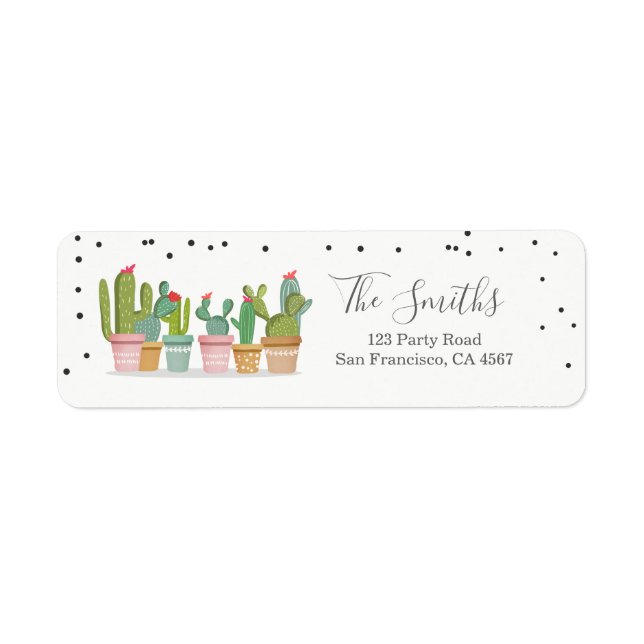 Fiesta Cactus Mexican Pastel Watercolor Label (Front)