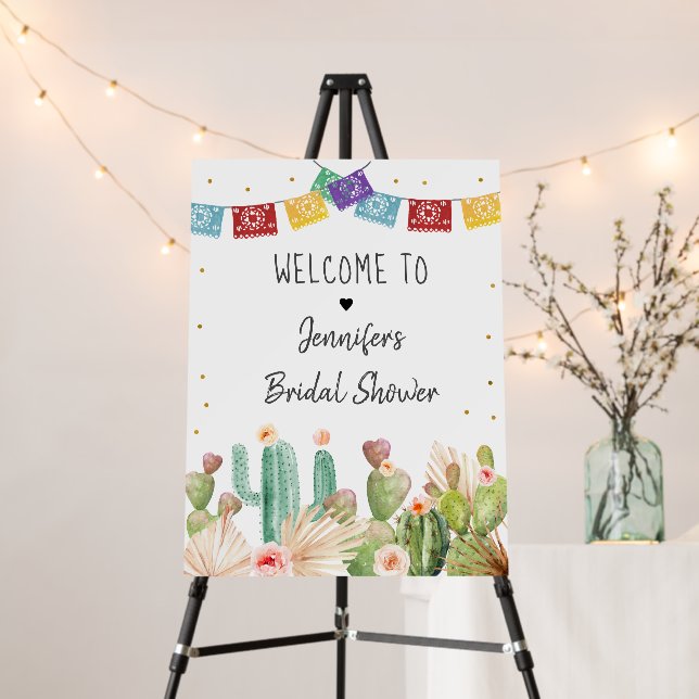 Fiesta Cactus Pampas Grass Bridal Shower Welcome Foam Board (In Situ (Stand))